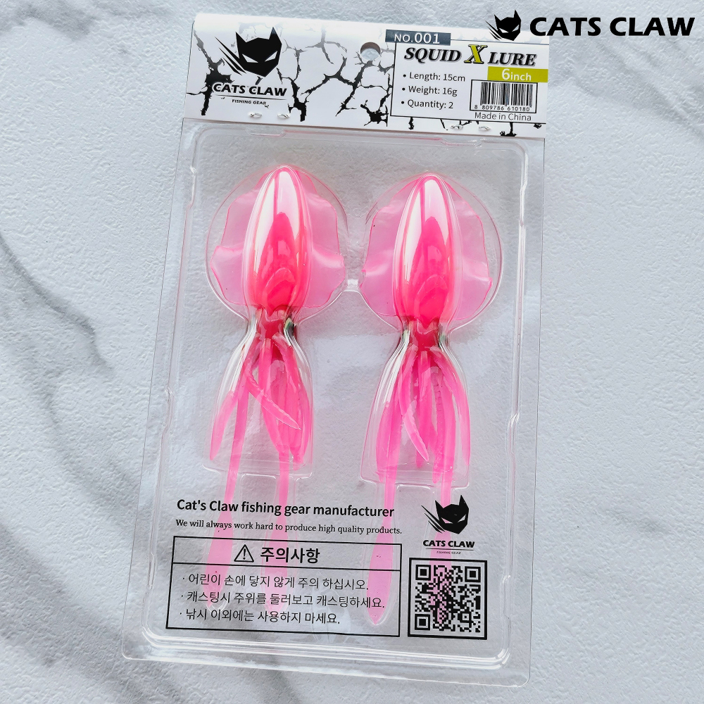 캣츠크로우 스퀴드엑스 광어다운샷웜 참돔웜 001 핑크, 15cm - 상세 이미지 2