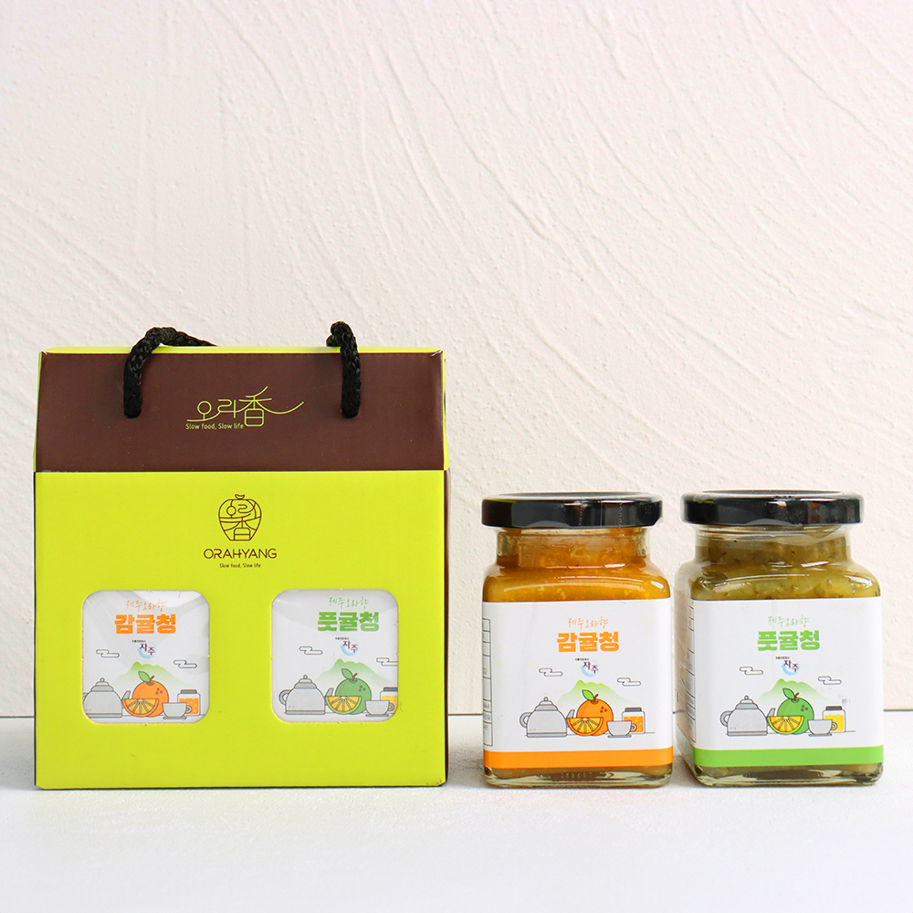제주 과일청 선물세트 귤청 풋귤청 2종 500g 제주특산품 답례품 청귤에이드