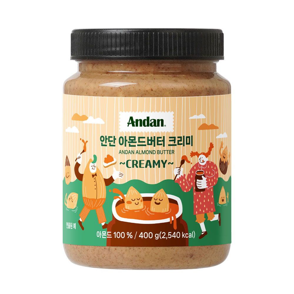 안단잼 캘리포니아 100% 아몬드 버터 400g 크런치 크리미 무가당 무설탕 저당 - 상세 이미지 3