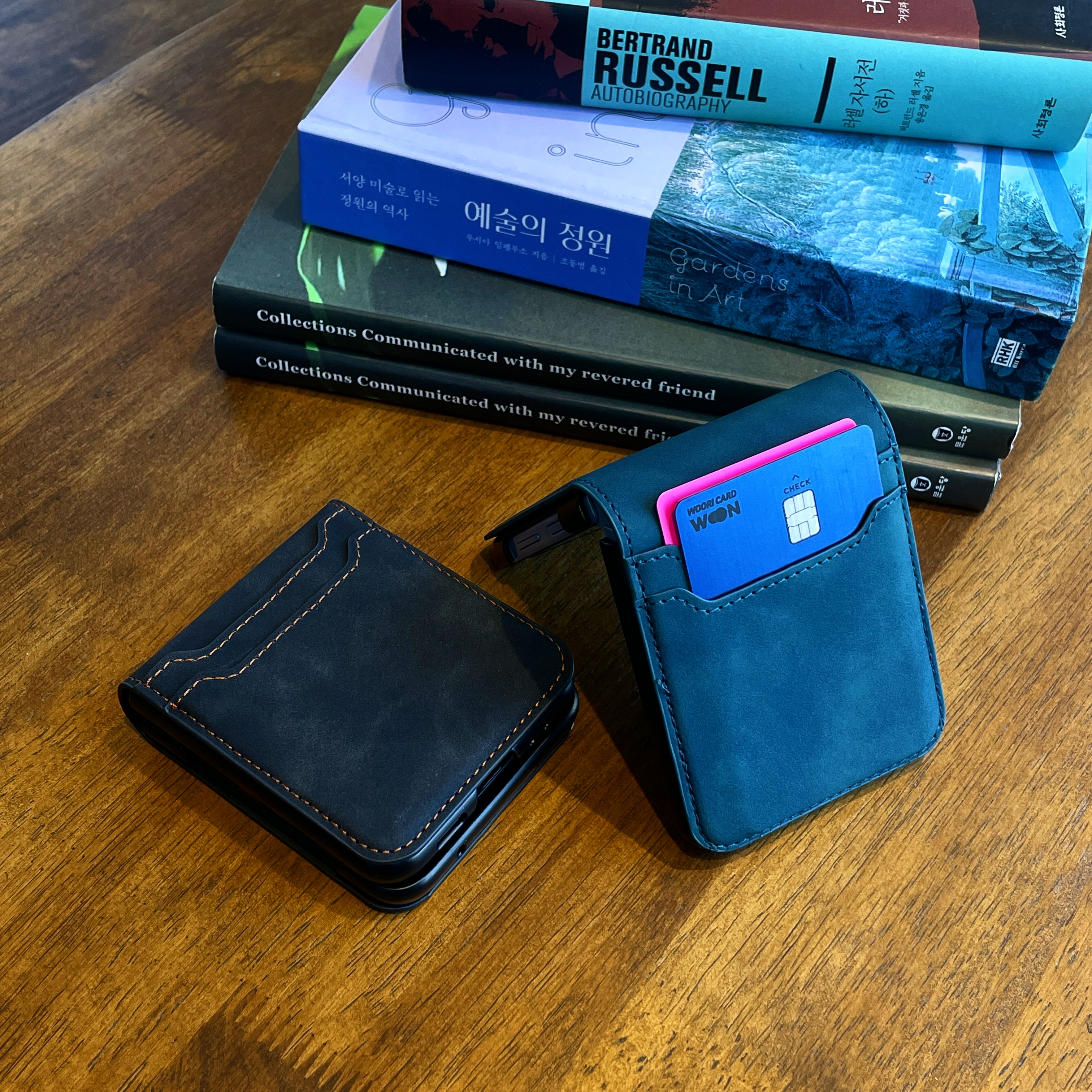 카드 케이스 지갑 가죽 힌지보호 슬림 지플립 블랙, 갤럭시Z 플립4 - 상세 이미지 4