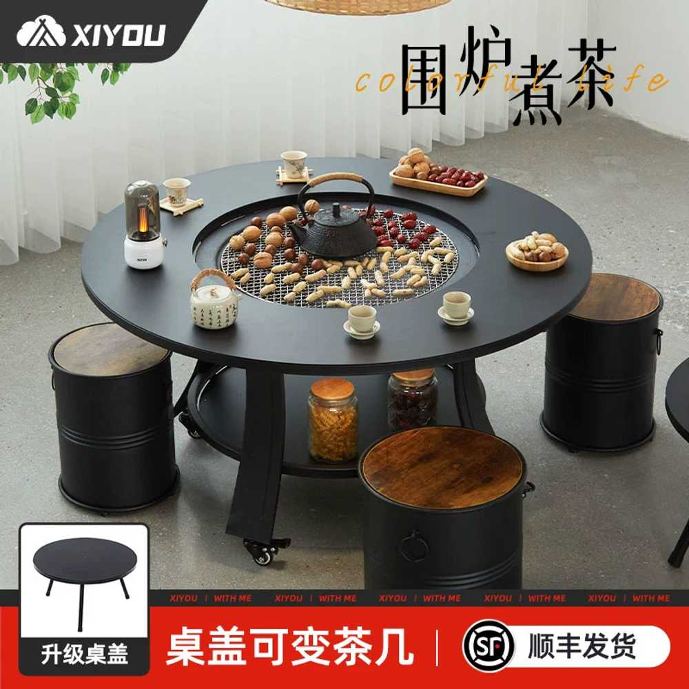 테이블 대형 바베큐 모닥불 식탁 상품 대형 원형 철제 난로 직경80cm화로 - 상세 이미지 2