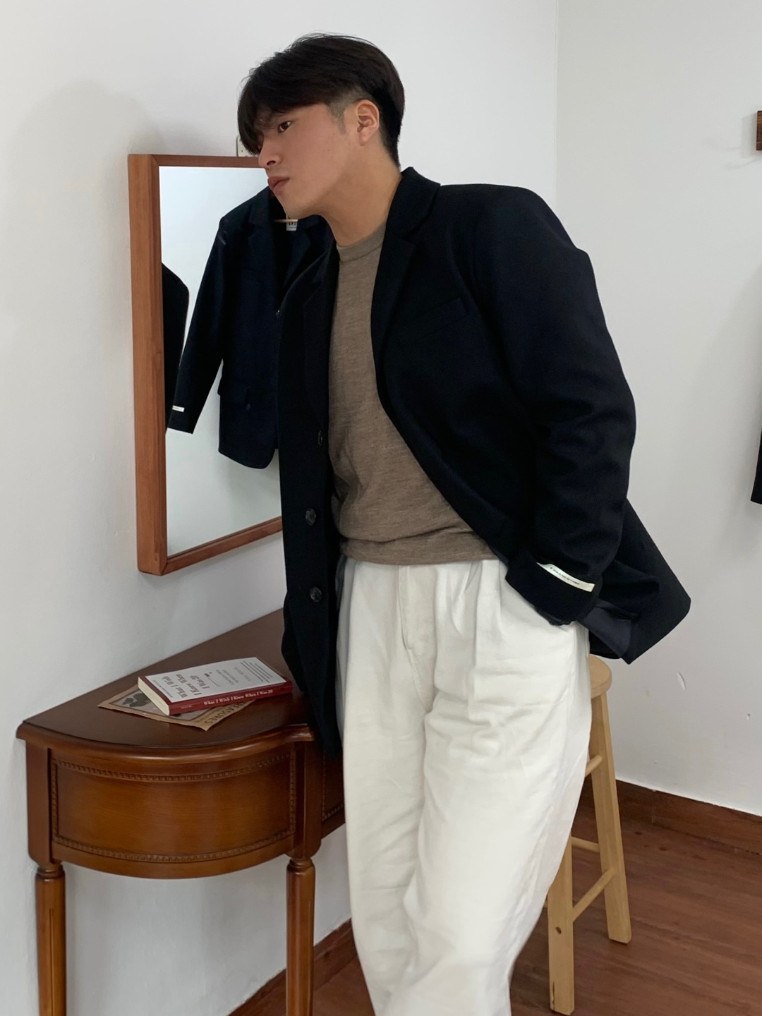 남자 헤링본자켓 겨울블레이저 울자켓 - 상세 이미지 4