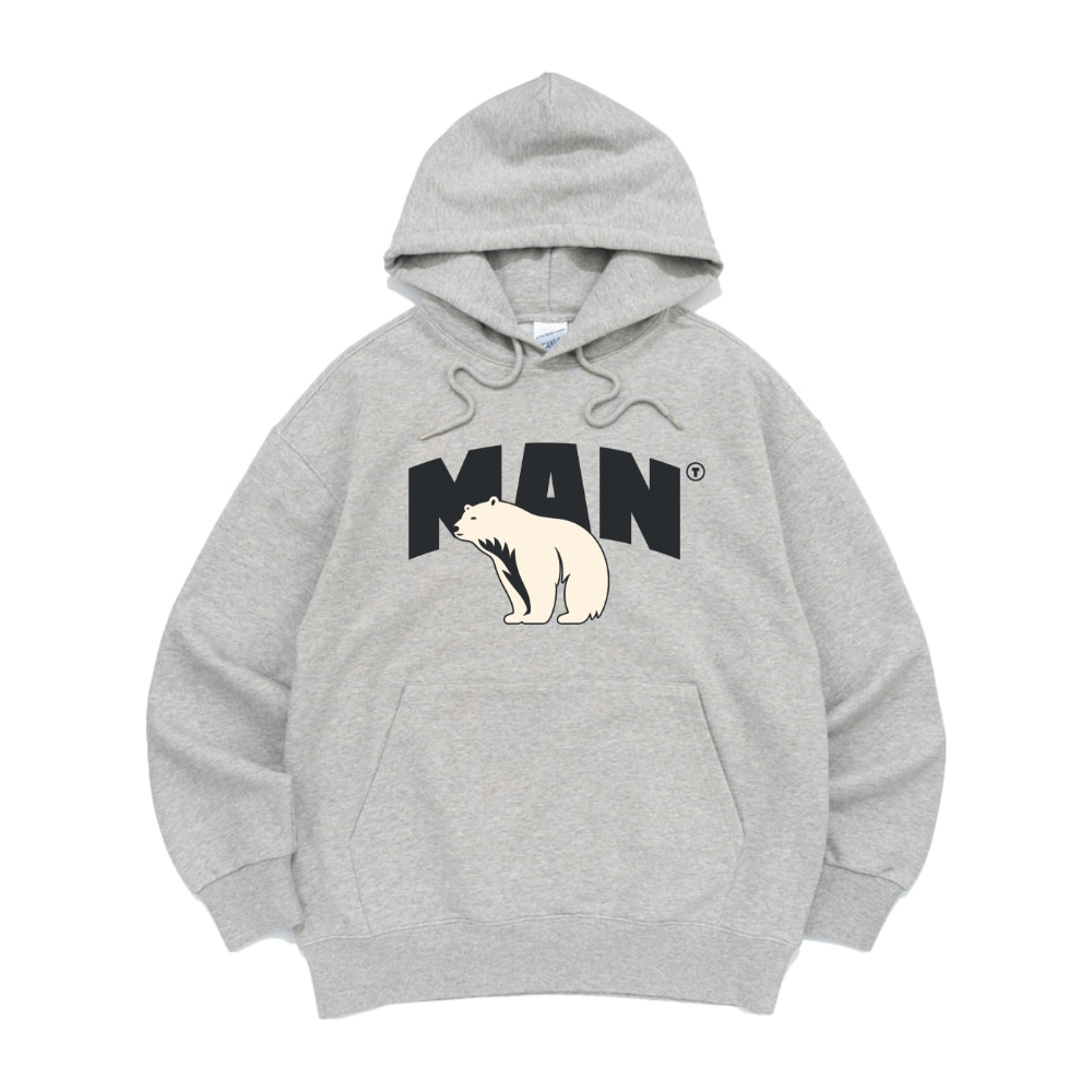 세미 오버핏 커스텀 후드 멜란지 MAN BEAR ARCH 일러스트 그래픽 티셔츠 004 : 만들자티