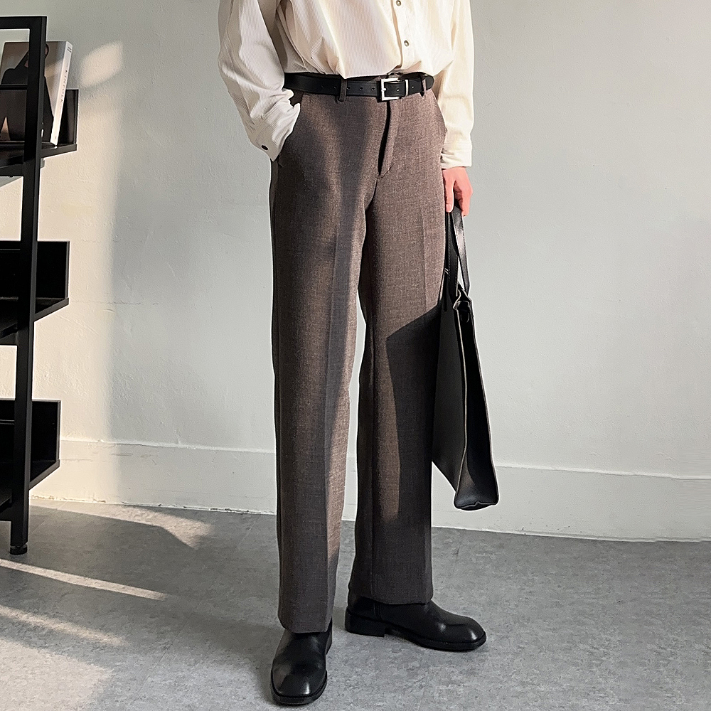 세미와이드팬츠 남자 와이드슬랙스 밴깅 기모 울 슬랙스