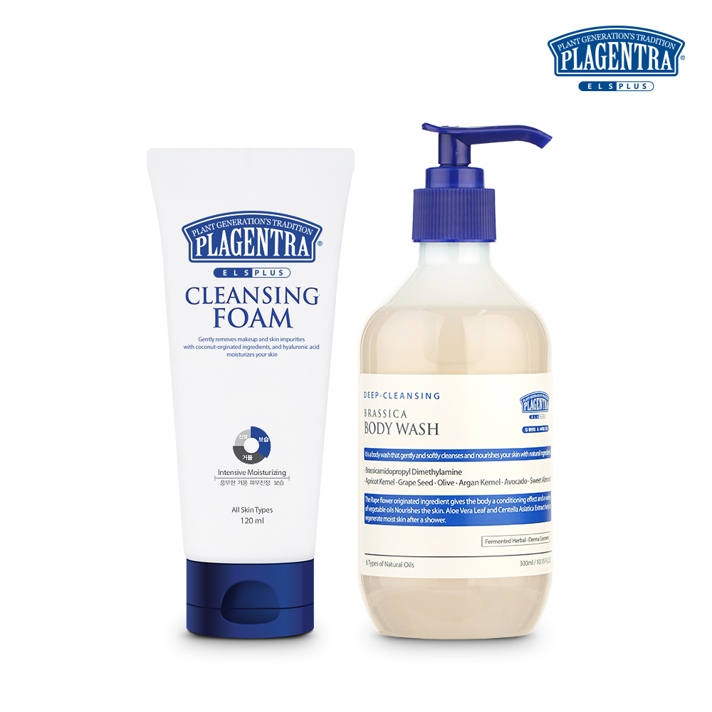 프라젠트라 클렌징폼 120ml (무향) + 딥-클렌징 바디워시 300ml (저자극 임산부 클렌저)