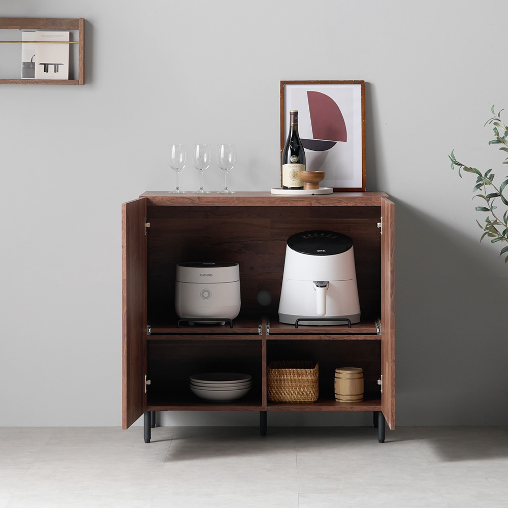 마멜리아 홈카페장 홈카페수납장 주방 틈새 보조 수납장 커피머신선반 900x420x890mm, 2단, 멀바우 - 상세 이미지 2