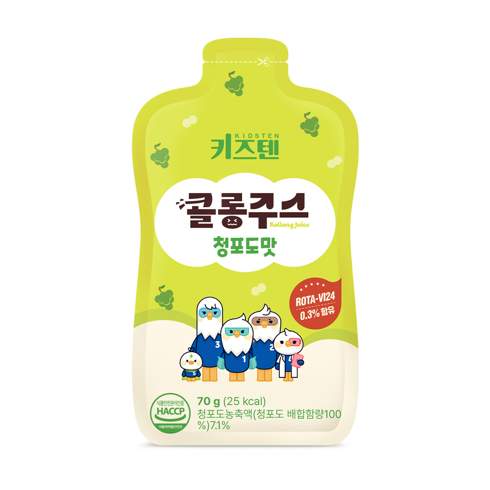 키즈텐 어린이 아기 건강 간식 과일 야채 약재 음료 콜롱 주스 청포도, 70g, 30개 - 상세 이미지 2