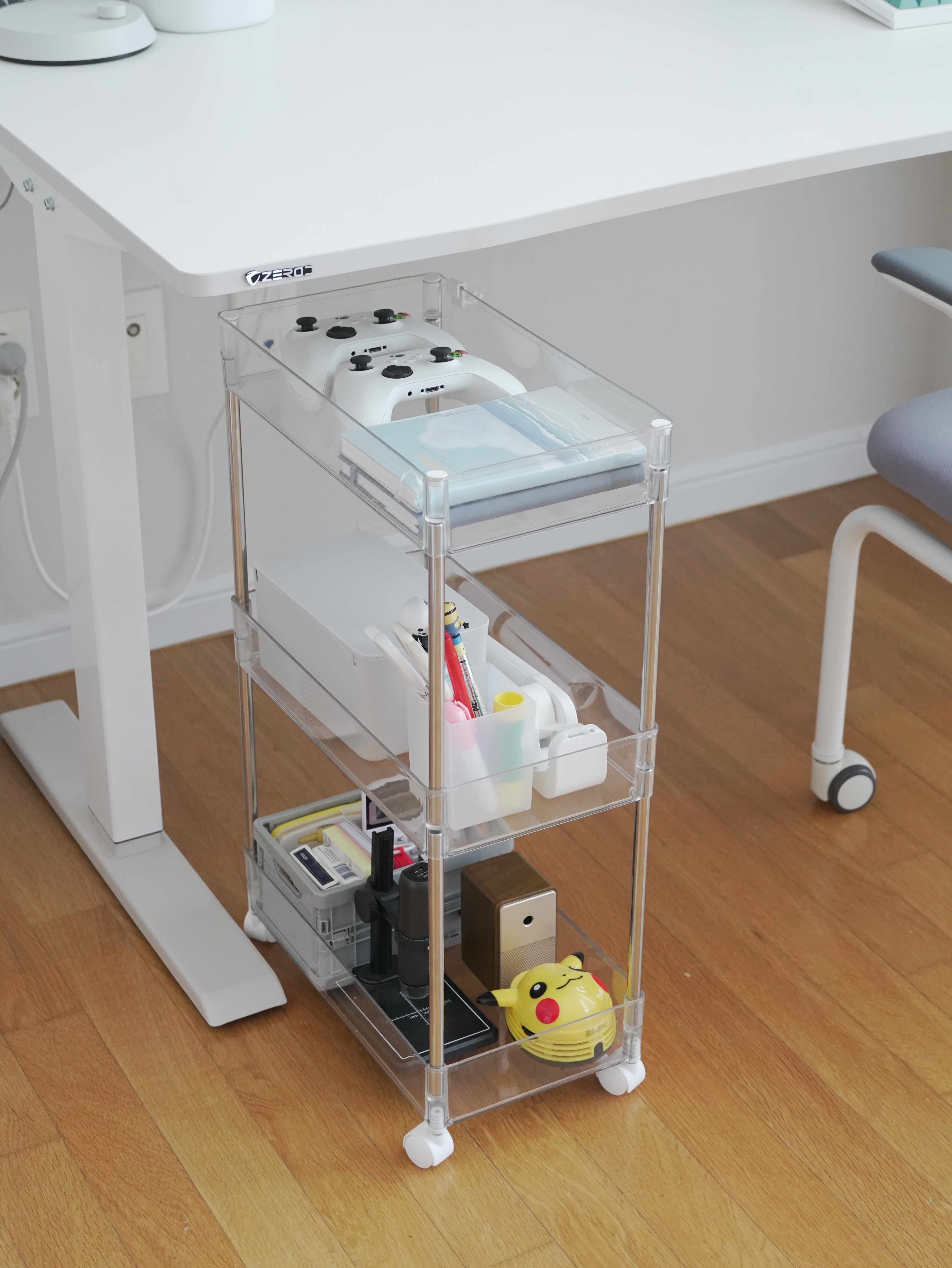 일상드로우 북카트 북트롤리 미니 책꽂이 이동식 간이 투명 틈새 3단