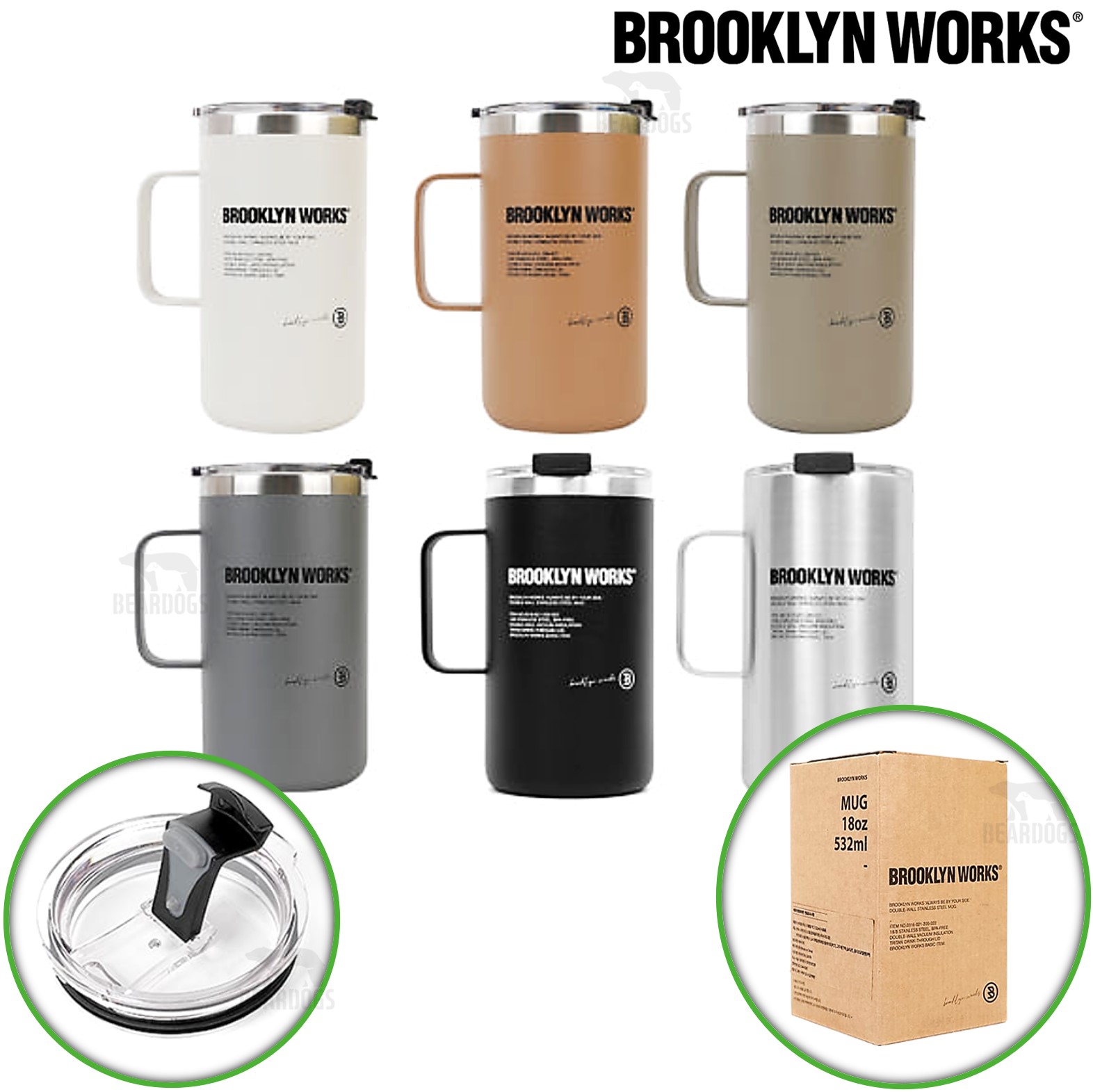 브루클린웍스 머그 532ml 더블월 머그컵 캠핑 컵 스텐