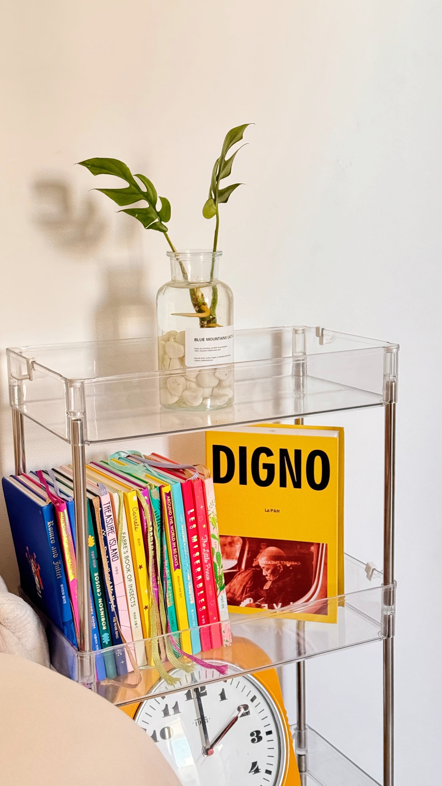 일상드로우 북카트 북트롤리 미니 책꽂이 이동식 간이 투명 틈새 3단