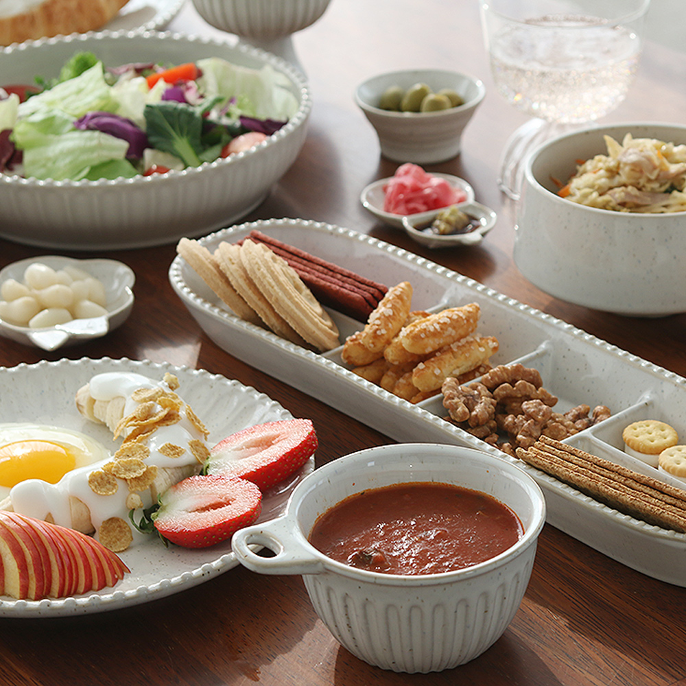 미토 오트밀 도자기 그릇세트 유럽풍 2인 4인 접시 식기