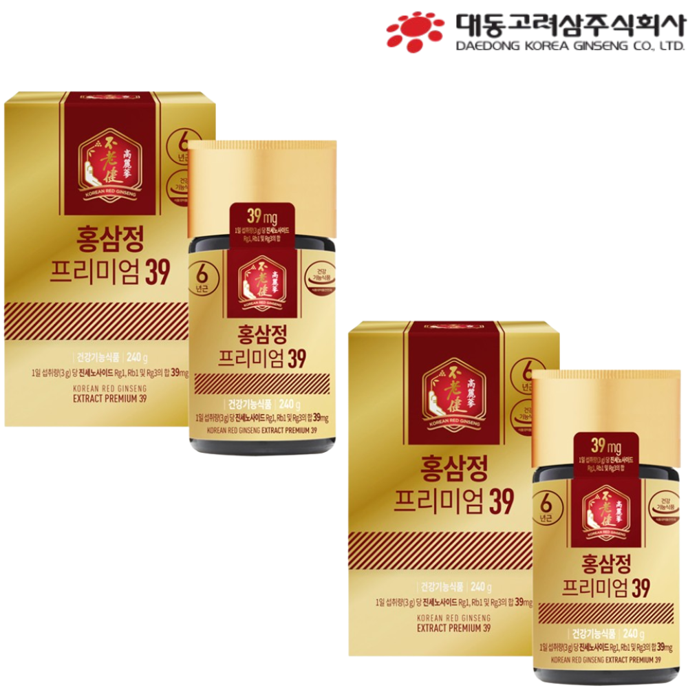 대동고려삼 홍삼정 프리미엄 39 농축액 100% 240g 2개 국내산 6년근 홍삼 진액 - 상품 이미지