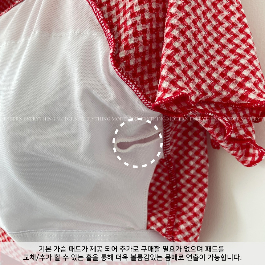 🍒진짜예쁨🍒/M-XL 체크 반팔 하이웨스트 커버업 비키니 유교걸 휴양지 투피스 빅사이즈 수영복 상세 이미지 51