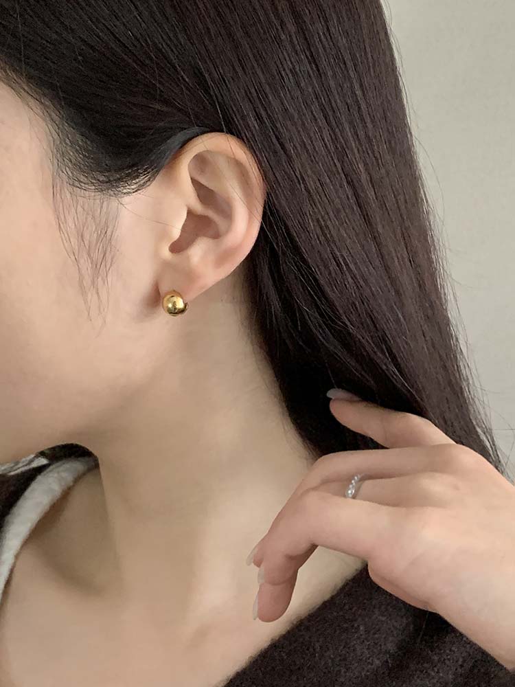 셀프러브 14k 은 볼 이어링 8,10mm - 925 실버 볼륨 원터치 볼드 은링귀걸이 이미지 2