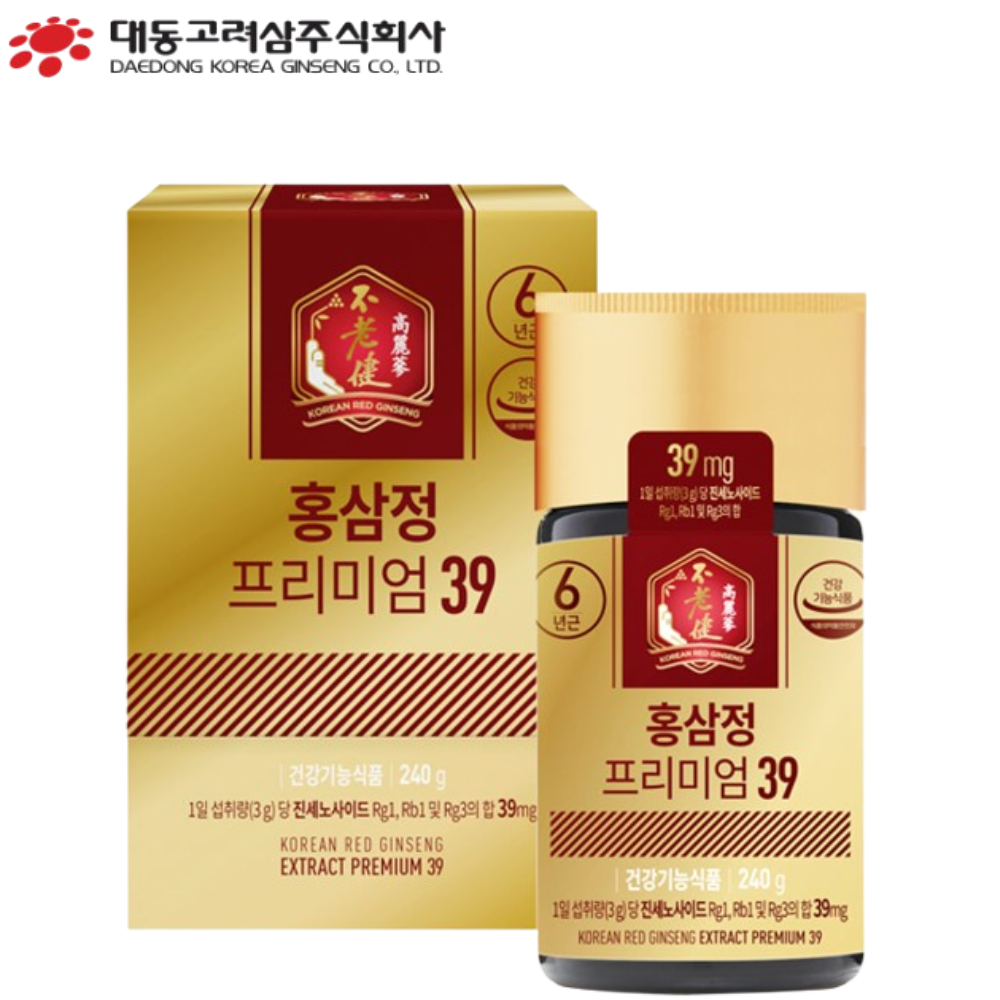 대동고려삼 홍삼정 프리미엄 39 농축액 100% 240g 1개 국내산 6년근 홍삼 진액 - 상품 이미지