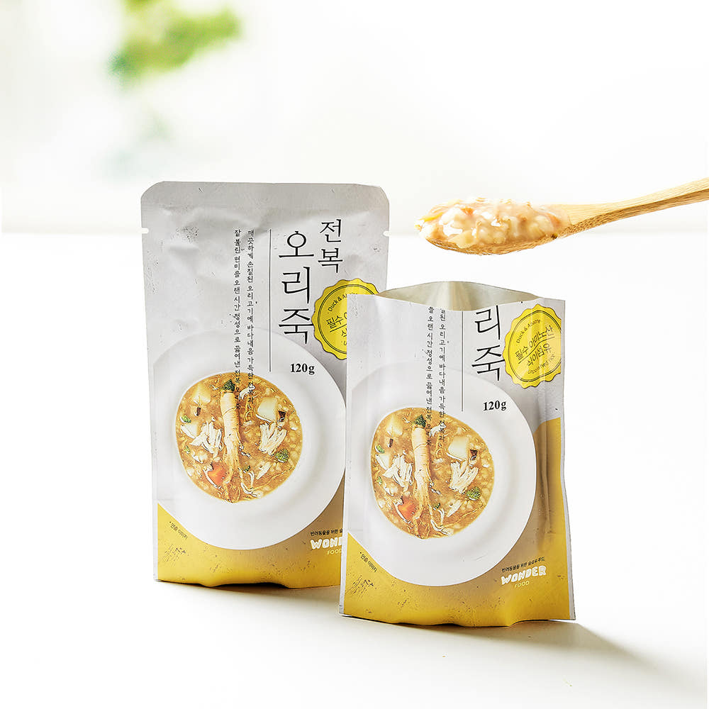[강아지의날]원더푸드 강아지 삼계죽 노령견 영양식 닭죽 애견 전복삼계죽 + 전복오리죽 탕 120g 27개입 이미지 3