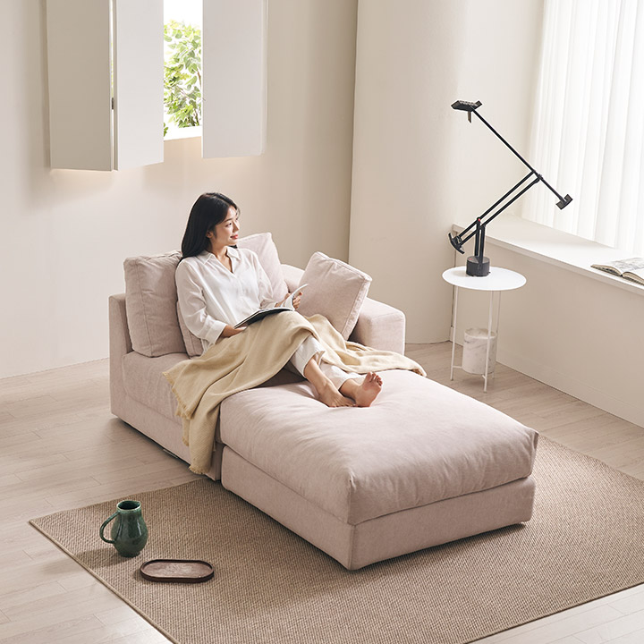 [삼익가구]웜스 기능성 패브릭 구스 1인용 카우치형 소파