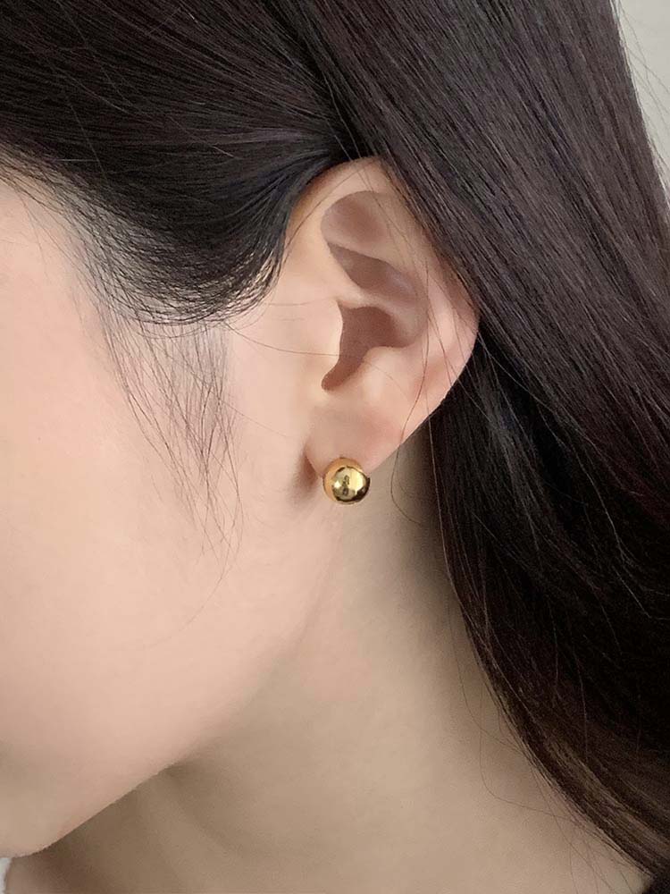 셀프러브 14k 은 볼 이어링 8,10mm - 925 실버 볼륨 원터치 볼드 은링귀걸이