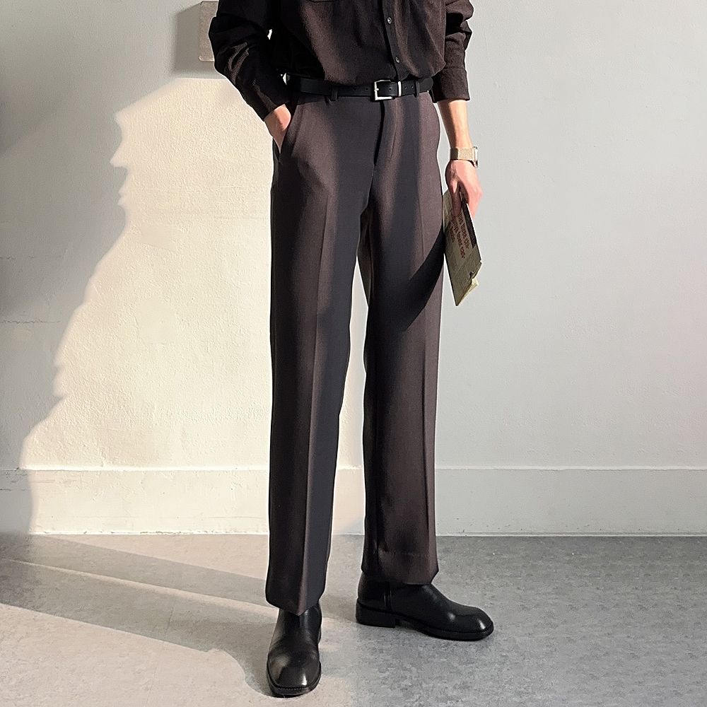 세미와이드팬츠 남자 와이드슬랙스 밴깅 기모 울 슬랙스 - 상세 이미지 3