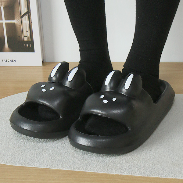 거실 실내 슬리퍼 층간소음 논슬립 EVA 쿠션 거실화 토끼 그레이, M