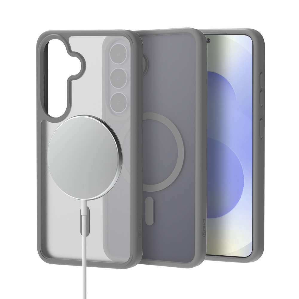 랩씨 지문방지 맥세이프 케이스 최강 2배자력 변색방지 마그넷 커버 매트 그레이, 갤럭시S25 플러스 - 상품 이미지
