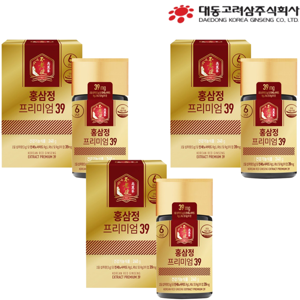 대동고려삼 홍삼정 프리미엄 39 농축액 100% 240g 3개 국내산 6년근 홍삼 진액 - 상품 이미지