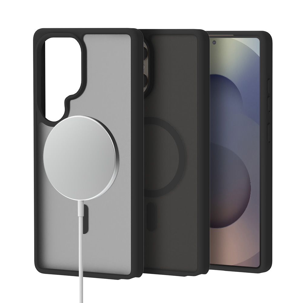 랩씨 지문방지 맥세이프 케이스 최강 2배자력 변색방지 마그넷 커버 매트 블랙, 갤럭시S25 울트라