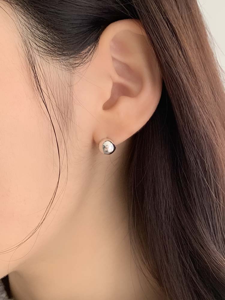 셀프러브 14k 은 볼 이어링 8,10mm - 925 실버 볼륨 원터치 볼드 은링귀걸이 이미지 3