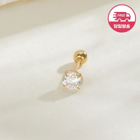 [비앤비골드] (당일발송) 14K 심플 샤이닝 큐빅 피어싱 4mm 한쪽 JAE40463