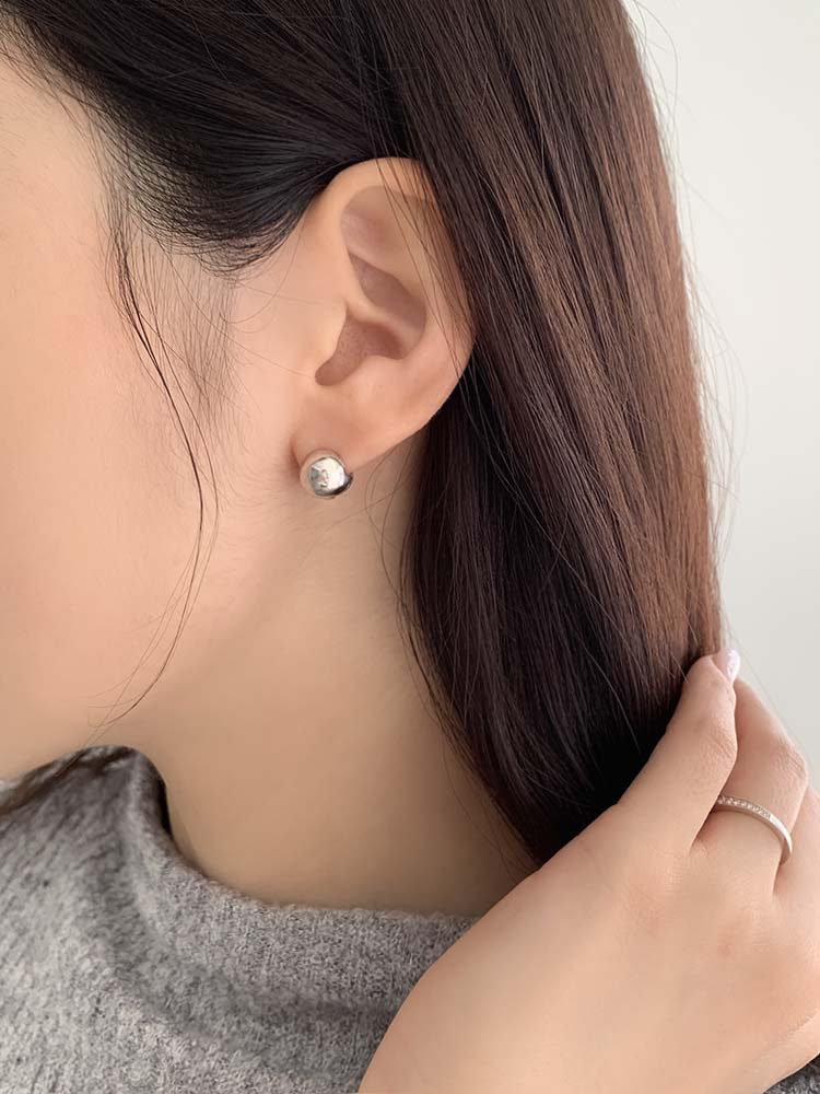 셀프러브 14k 은 볼 이어링 8,10mm - 925 실버 볼륨 원터치 볼드 은링귀걸이 이미지 4
