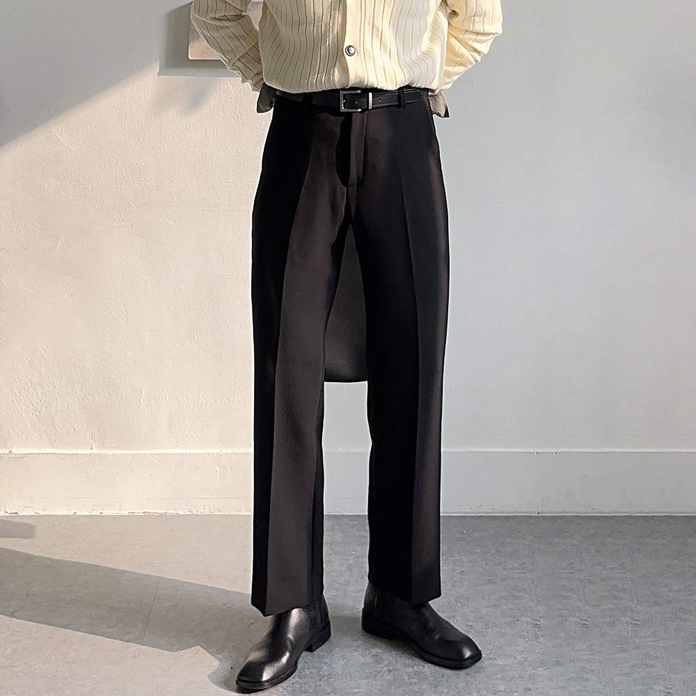 세미와이드팬츠 남자 와이드슬랙스 밴깅 기모 울 슬랙스 - 상세 이미지 2