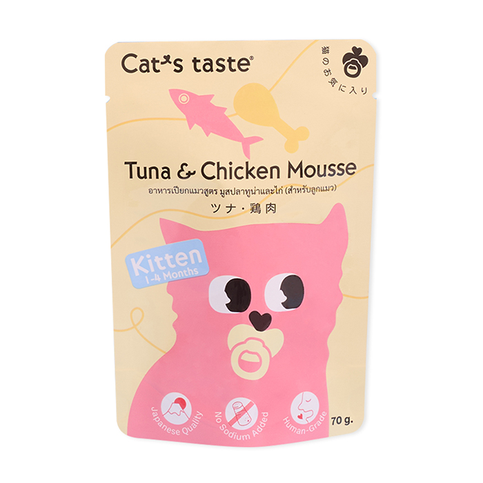 캣츠테이스트 파우치 키튼 참치&치킨무스 70g 고양이간식 - 상품 이미지