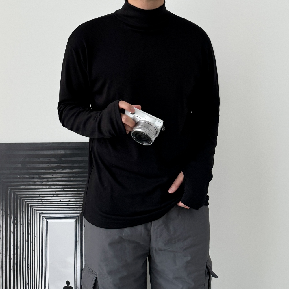 남자반목티 남성기모반목티 - 상세 이미지 4