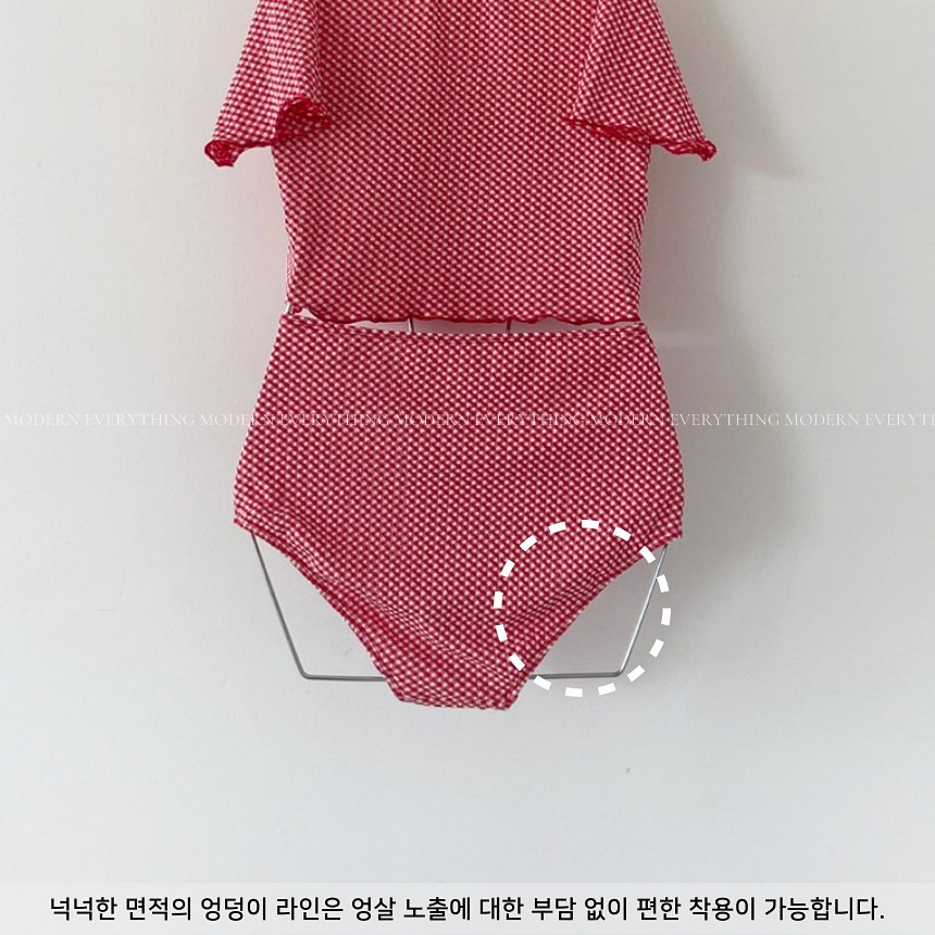 🍒진짜예쁨🍒/M-XL 체크 반팔 하이웨스트 커버업 비키니 유교걸 휴양지 투피스 빅사이즈 수영복 상세 이미지 53