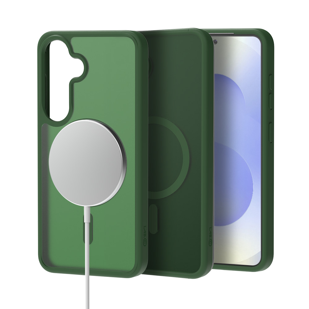 랩씨 지문방지 맥세이프 케이스 최강 2배자력 변색방지 마그넷 커버 매트 그린, 갤럭시S25 플러스 - 상품 이미지