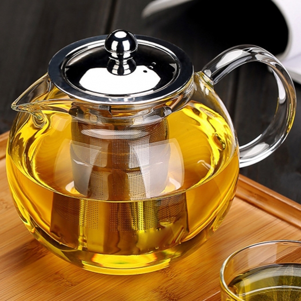 내열유리 티포트 차탕기 투명 차주전자 거름망포함 1.3L