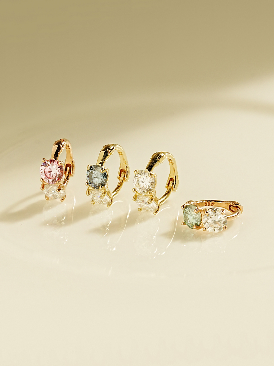 14K 18K 모이사나이트 다이아 미니 투웨이 링 귀걸이