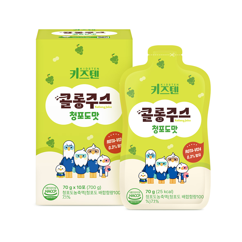 키즈텐 어린이 아기 건강 간식 과일 야채 약재 음료 콜롱 주스 청포도, 70g, 30개 - 상세 이미지 3