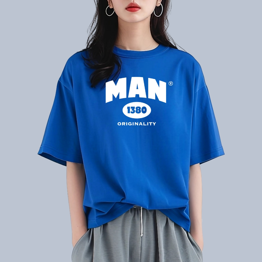 세미 오버핏 커스텀 반팔 오션블루 아웃도어 썬샤인 라인 일러스트 그래픽 티셔츠  051 : 만들자티
