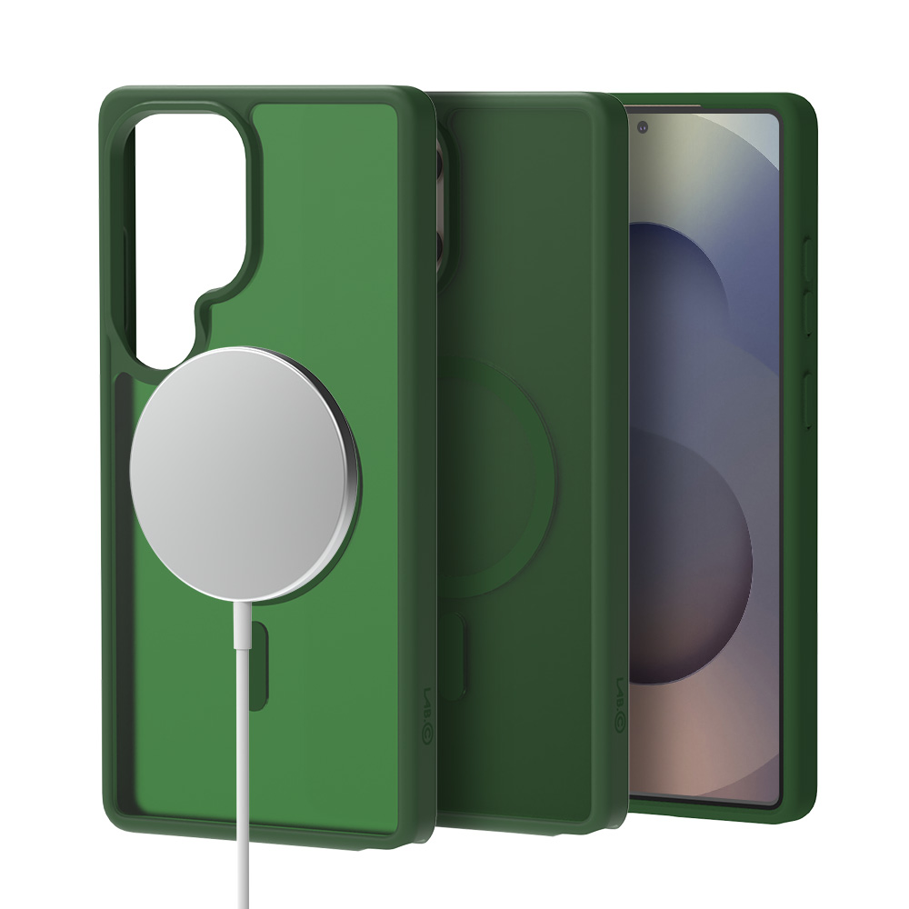 랩씨 지문방지 맥세이프 케이스 최강 2배자력 변색방지 마그넷 커버 매트 그린, 갤럭시S25 울트라 - 상품 이미지