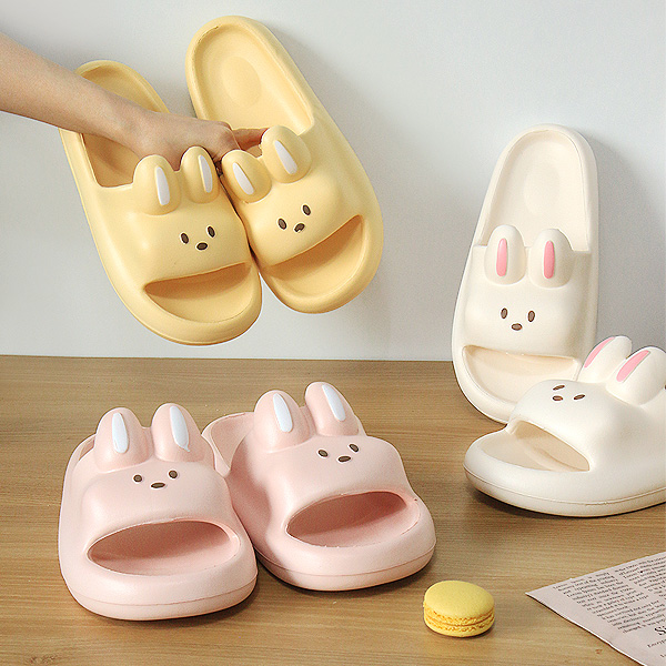 거실 실내 슬리퍼 층간소음 논슬립 EVA 쿠션 거실화 토끼 그레이, M