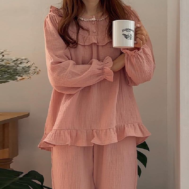 러브린 요루면잠옷 긴팔잠옷 봄 가을 사계절 여성 파자마 세트 홈웨어 3color - 상품 이미지