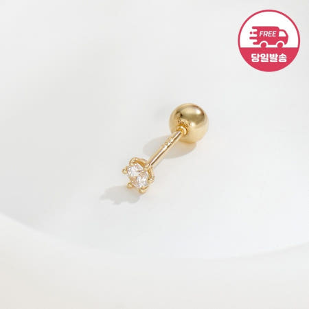 [비앤비골드] (당일발송) 14K 심플 육발 큐빅 피어싱 2mm 한쪽 JAE40480