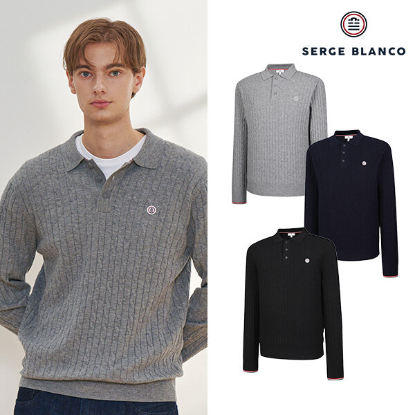 세르즈블랑코 24FW 남성 울 블렌디드 케이블 니트 3종 - 메인 이미지