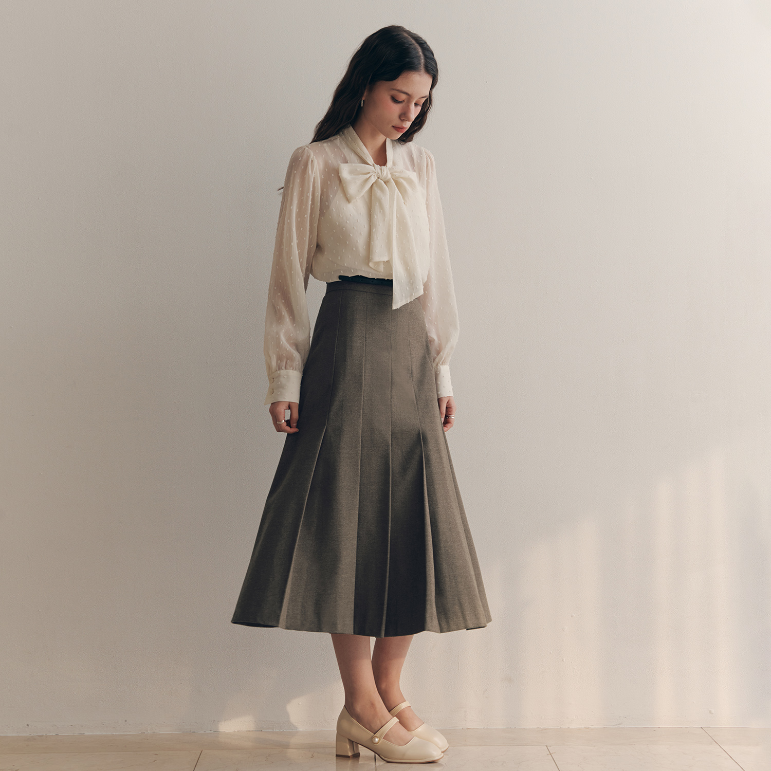 [제로스트릿]롱 플리츠 벨트 스커트 LONG PLEATS BELT SKIRT - 상세 이미지 2