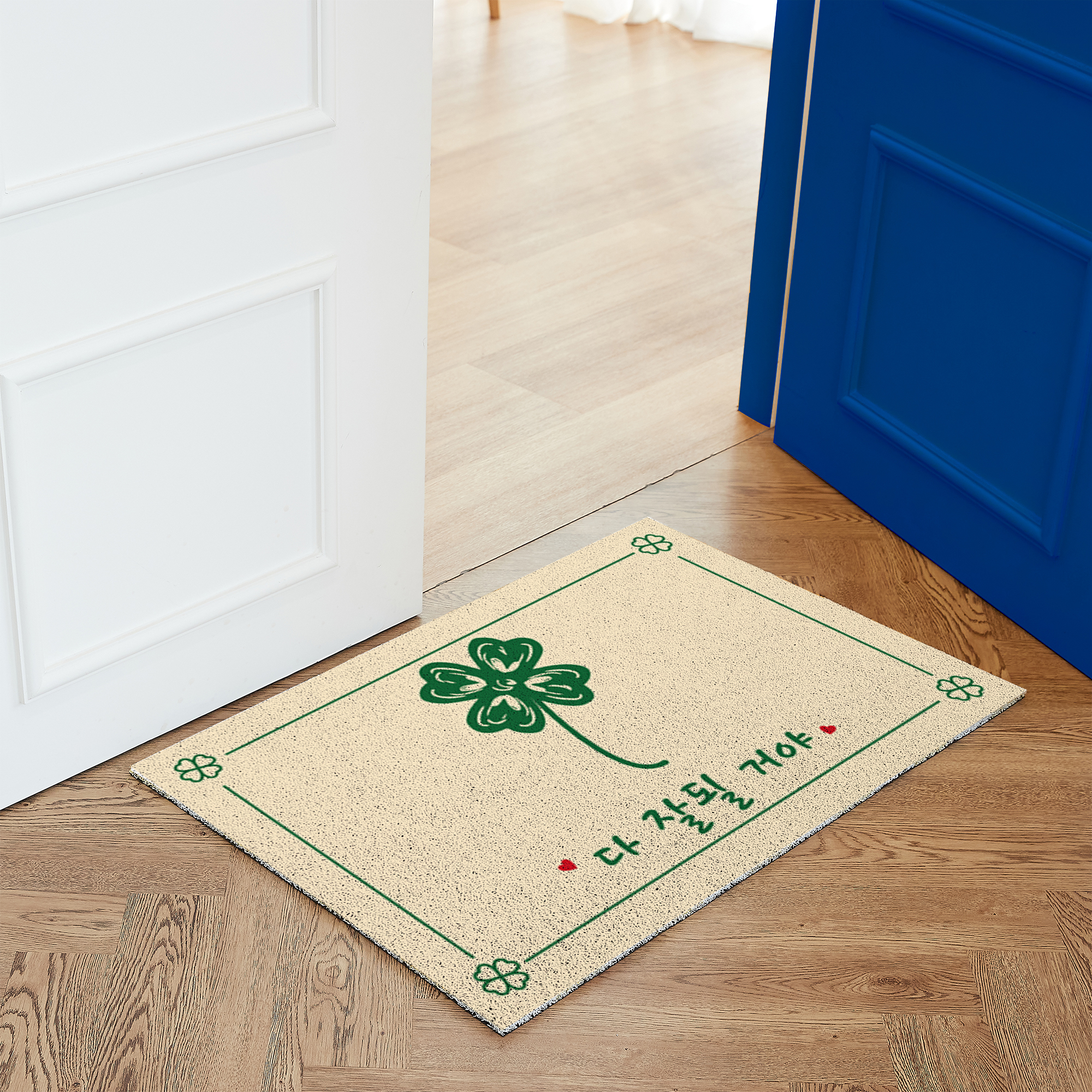 코메샵 웰컴 매트 헬로 하이 HM01 행운만땅 부적 어서오세요 현관 코일매트 60x40cm - 상세 이미지 4