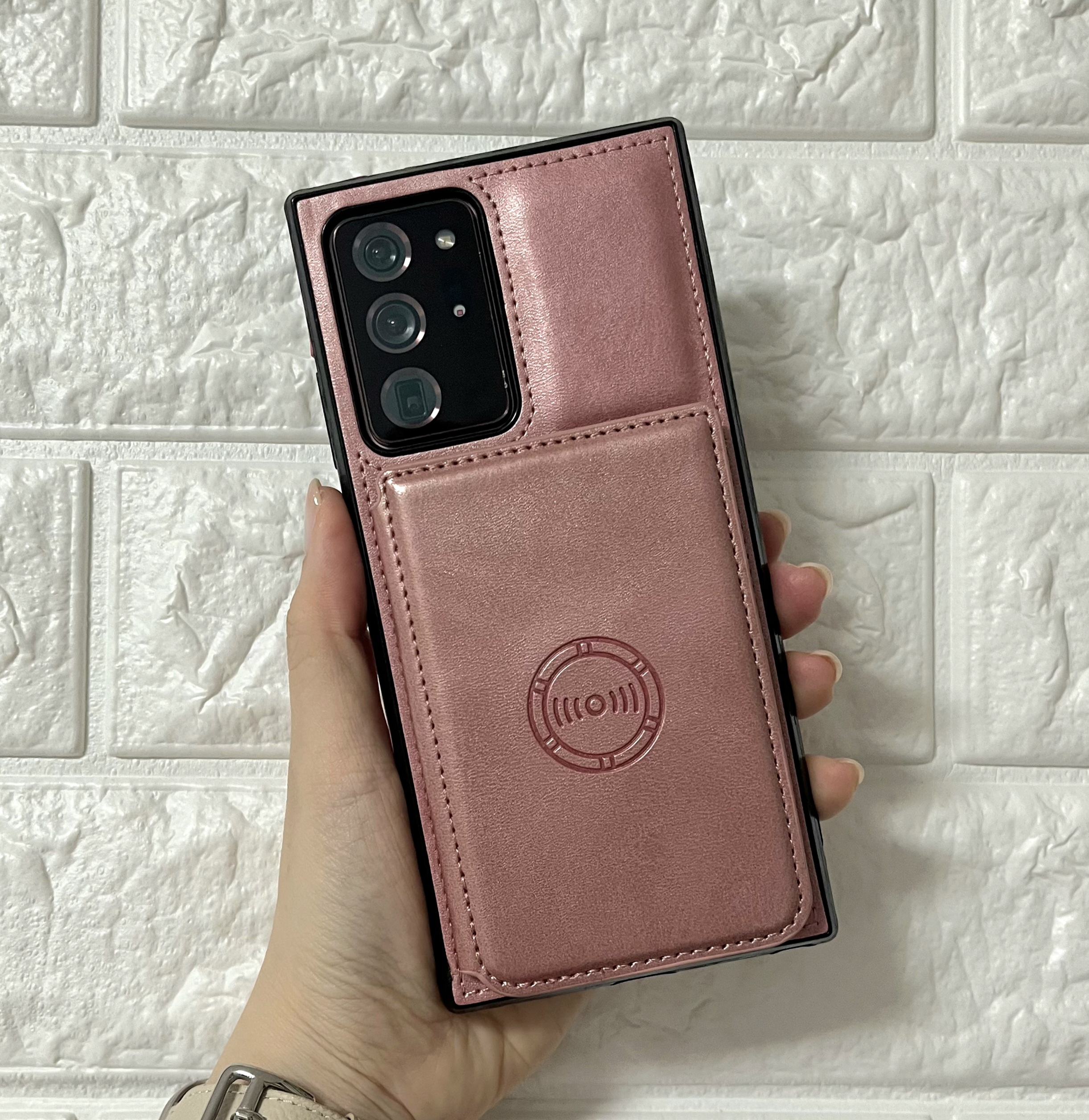 카드 케이스 가죽 지갑 범퍼 핑크, 갤럭시노트20 울트라