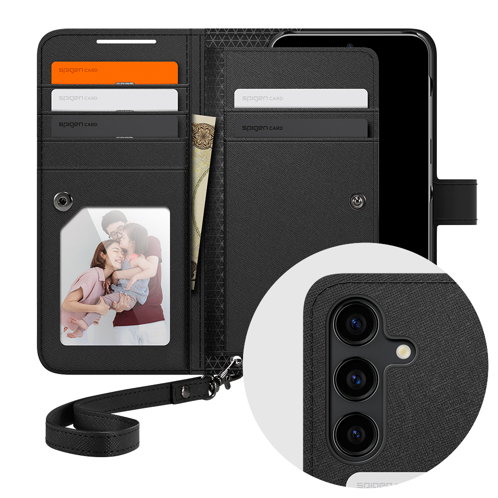 슈피겐 갤럭시 지갑 다이어리 케이스 월렛S플러스 블랙, 갤럭시S24