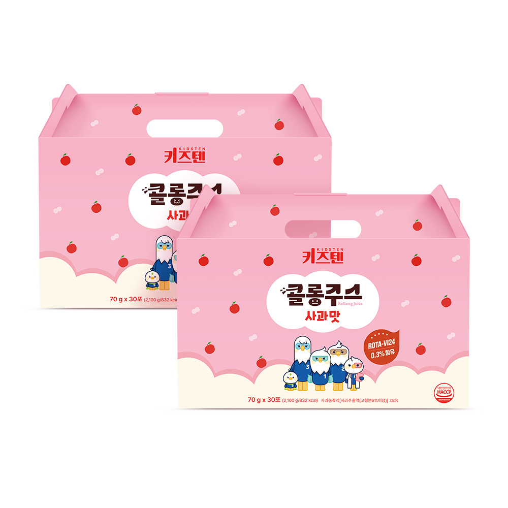 키즈텐 어린이 아기 건강 간식 과일 야채 약재 음료 콜롱 주스 사과, 70g, 60개 - 메인 이미지