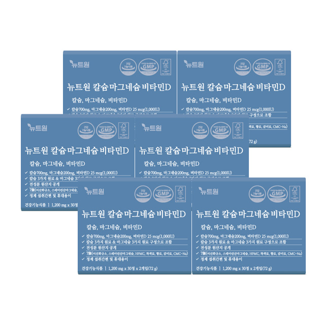 뉴트원 칼슘마그네슘비타민D 칼마디 영양제 글로벌프리미엄원료 60정, 6개